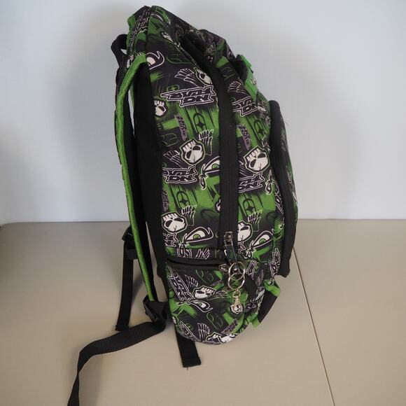 No Fear Green & Black Backpack School Sports Bag Over Shoulder Bag Laptop Zip - Picture 12 of 15